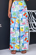 Wide Leg Pocketed Abstract Print Pants