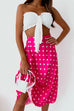 Mixiedress Off Shoulder Tie Front Frilled Top and Polka Dot Skirt Set