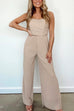 Sunset Glam Crop Top and Wide Leg Pants Ruched Set