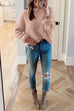 Mixiedress Crewneck Waffle Knit Cozy Pullover Sweater