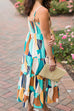 Mixiedress Smocked Ruffle Tiered Geometric Printed Cami Dress