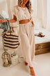 Mixiedress Drawstring Hem Crop Top Wide Leg Pants Loungewear Set
