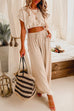 Mixiedress Drawstring Hem Crop Top Wide Leg Pants Loungewear Set
