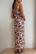 Square Collar Wide Straps Side Split Vintage Floral Maxi Dress