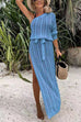 Mixiedress One Shoulder Long Sleeve High Split Hollow Out Beach Dress