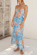 Mixiedress Spaghetti Strap Twist Back Printed Maxi Vacation Dress