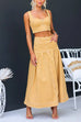 Buttons Crop Tank Top Pocketed A-line Maxi Skirt Set