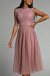 Mixiedress Sleeveless Lace Splice Waisted Mesh Dress