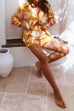 Mixiedress Tropic Printed Long Sleeves Blouse Shirt Elastic Waist Shorts Loungewear Set