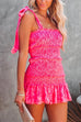 Mixiedress Frilled Tie Shoulder Smocked Ruffle Mini Dress