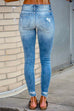 Mixiedress Raw Hem Ripped Stretch Pencil Jeans