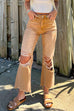 Mixiedress Ripped Cut Out Raw Hem Straight Leg Jeans