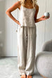 Mixiedress Cotton Linen Cami Top Wide Leg Pants Loungewear Set