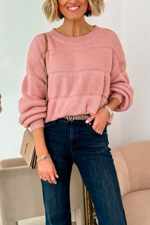 Crewneck Drop Shoulder Stylish Knit Sweater