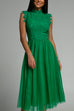 Mixiedress Sleeveless Lace Splice Waisted Mesh Dress