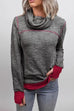 Mixiedress Elegant Color Block Sweatshirt with Thumb Hole