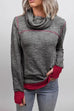 Mixiedress Elegant Color Block Sweatshirt with Thumb Hole