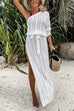 Mixiedress One Shoulder Long Sleeve High Split Hollow Out Beach Dress