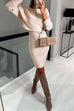 Mixiedress Ribbed Knit Long Sleeves Crop Pullover and Bodycon Cami Dress Set