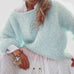 Mixiedress Solid Boat Neck Fluffy Knitting Sweater