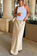 Mixiedress Drawstring Waist Satin A-line Maxi Skirt