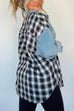Mixiedress Button Up Pocketed Plaid Splice Shacket