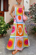 Smile Print Pocketed Swing Cami Maxi Vacation Dress