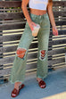 Mixiedress Ripped Cut Out Raw Hem Straight Leg Jeans