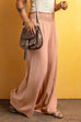 Mixiedress Smocked Elastic Waist Wide Leg Cotton Linen Pants