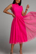 Mixiedress Sleeveless Lace Splice Waisted Mesh Dress