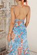 Mixiedress Spaghetti Strap Twist Back Printed Maxi Vacation Dress