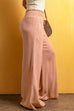 Mixiedress Smocked Elastic Waist Wide Leg Cotton Linen Pants
