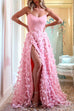 Mixiedress Off Shoulder High Slit Butterfly Appliques Flare Maxi Party Dress