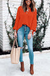 Mixiedress Buttons V Neck Side Split Waffle Knit Sweater