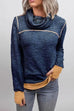 Mixiedress Elegant Color Block Sweatshirt with Thumb Hole