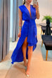 Mixiedress Deep V Neck Drape Front Sleeveless Swallowtail Maxi Party Dress