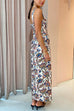 Square Collar Wide Straps Side Split Vintage Floral Maxi Dress