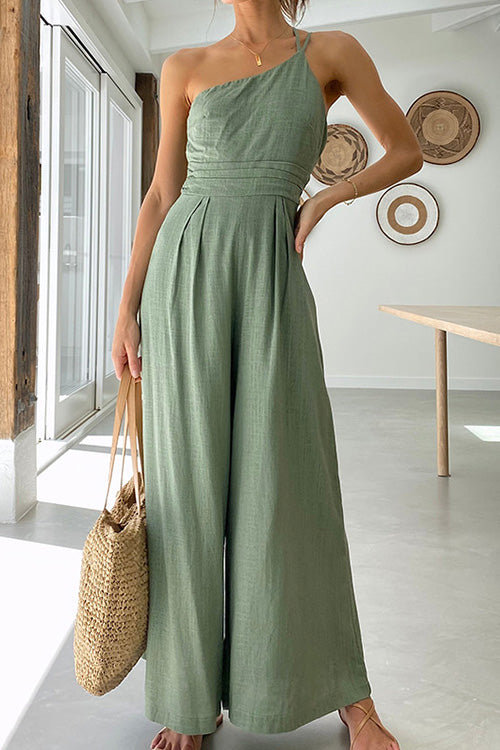 Mixiedress One Shoulder Wide Leg Cami Jumpsuit