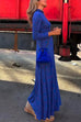 Mockneck Long Sleeves Printed Maxi Swing Dress