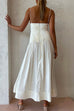 V Neck Backless Pintuck Swing Maxi Cami Dress