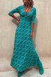 Mixiedress Scoop Neck 3/4 Sleeve Maxi Floral Dress