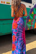 Mixiedress Criss Cross Backless Tie Dye Maxi Cami Dress