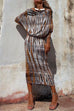 Mixiedress Batwing Sleeve Waisted Tie Dye Midi Dress