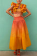 Mixiedress Gradient Ruffled Shoulder Crop Top High Waist A-line Skirt Set