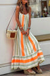 Mixiedress Color Block Printed Ruffle Maxi Cami Dress