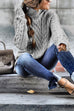 Mixiedress Mockneck Solid Cable Knit Pullover Sweater
