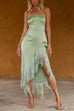 Mixiedress Tie Knot Backless Irregular Tassel Cami Dress