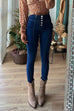 Button Fly High Rise Skinny Denim Pants