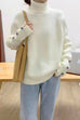 Mixiedress Turtleneck Raglan Sleeves Buttons Slouchy Sweater