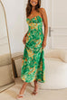 Mixiedress Spaghetti Strap Twist Back Printed Maxi Vacation Dress